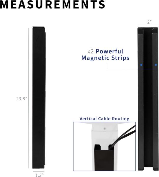 Aço de alto carbono Magnético de 14 polegadas Canal de gestão de cabo vertical para ocultação de cabo