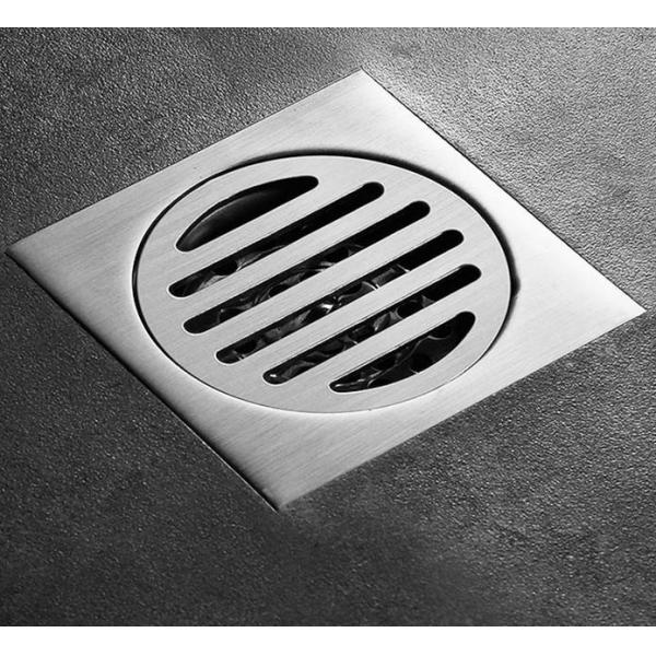 Modern 4 Inch Square Shower Drain , Stainless Steel Floor Drain Odor Proof