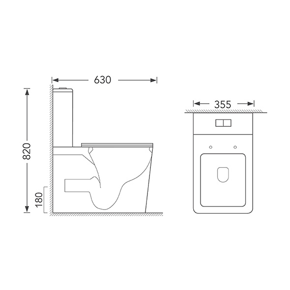 Small Two Piece Toilets PP / UF P Trap Toilet Bowl Toilets For Bathroom