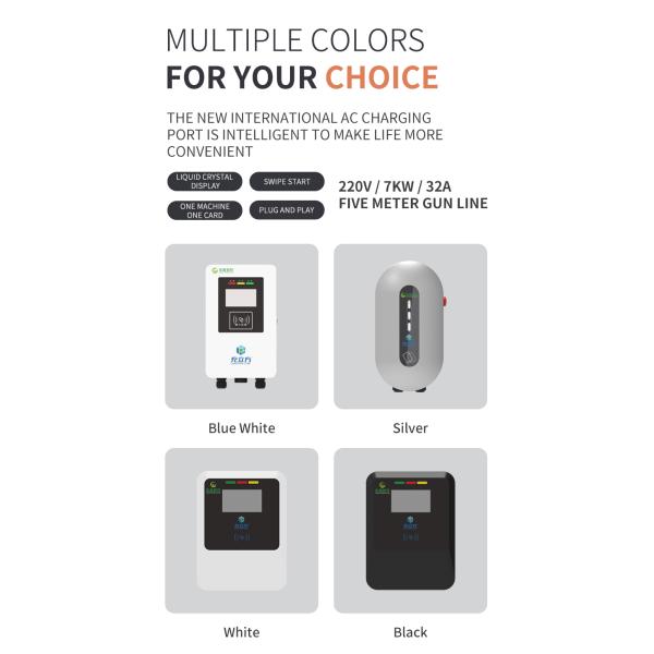 7KW/32A Silver Wall-Mounted / Column Electric Vehicle Charging Pile Electric Vehicle Charger