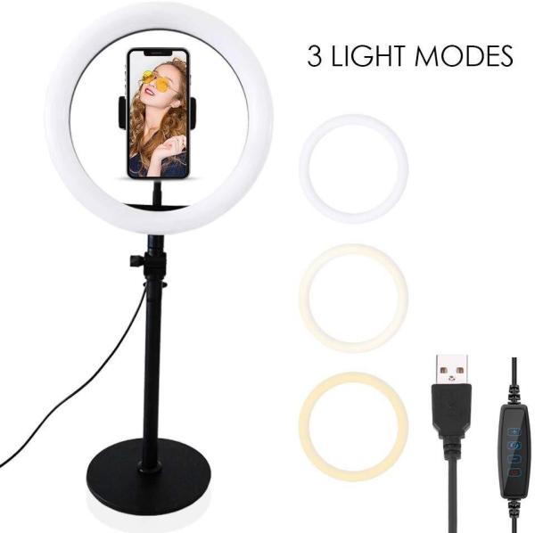 Selfie Ring Light with Stand, Phone Holder for Makeup Live Stream Video Photography TikTok YouTube