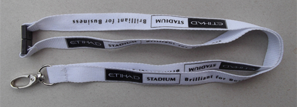 Polyester corporate logo screen printed neck lanyards, cheap safety breakaway neck straps,