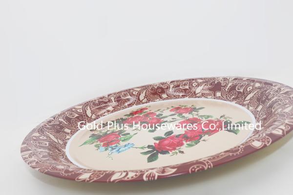 65cm Wholesale rose flower dinnerware plate set party supply big round bone dishes