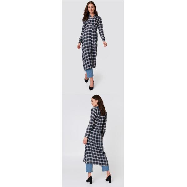 2019 New Arrivals Buttoned Asymmetric Shirt Dress Blue Dress Autumn Women