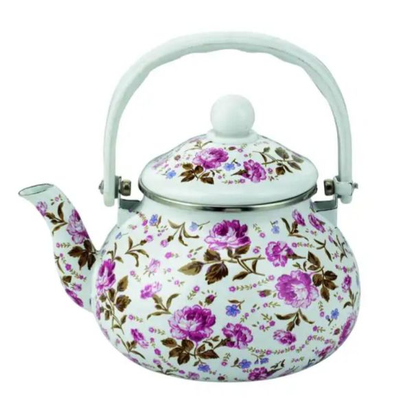Handmade 2.5L Enamelware Kettle Featuring Tube Handle Enamel Coffee Tea Pot Carbon Steel Designed South American Market