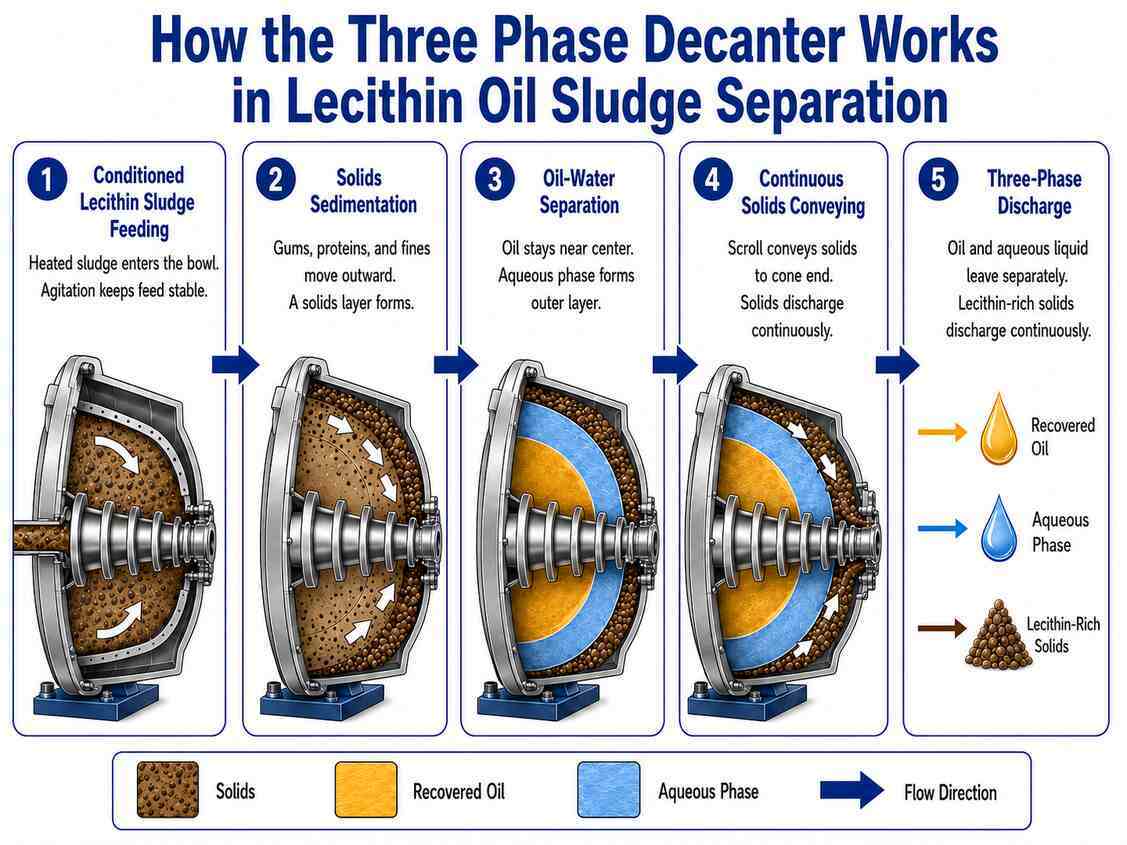 Three Phase Decanter Centrifuge for Lecithin Oil Sludge Separation