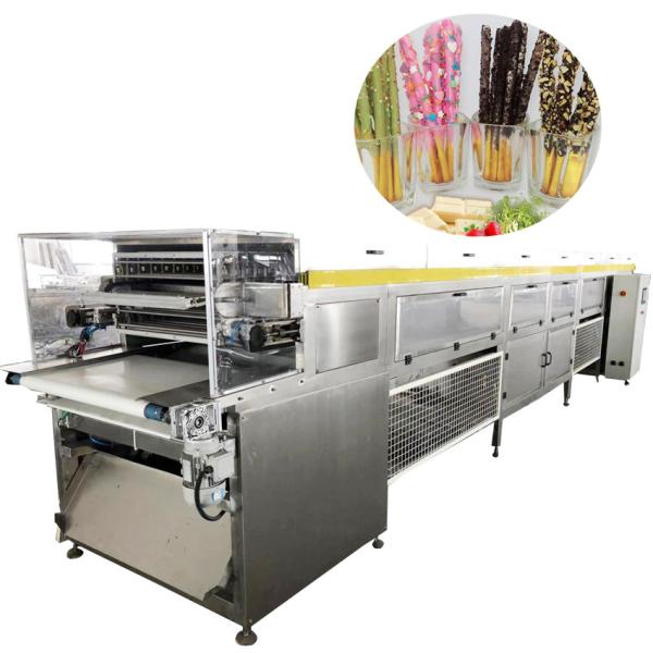 1300kg/h Chocolate Enrober Machine Air Cooling Pocky Sticks Double Coating Line