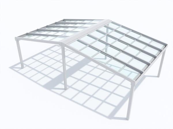Heat Preservation Clear Laminated Glass Greenhouse Inclined Roof Glass Enclosed Sunrooms Prefab Glass Greenhouse For Swimming Pool