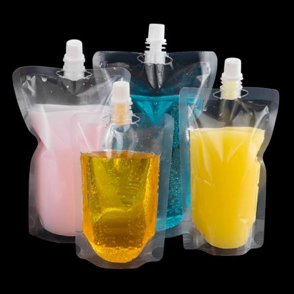 Transparent Spout Pouch Stand up Plastic Bag Bolsas Para Jugos Liquidos Beverage Pouch with Spout