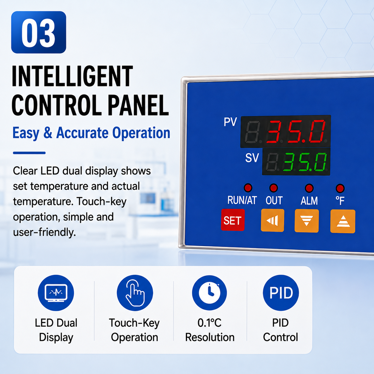 Heating Cooling Low Temp Water Bath Digital PID -5 to 99.9℃ Overheat Alarm for University Research Petroleum Chemical Equipment