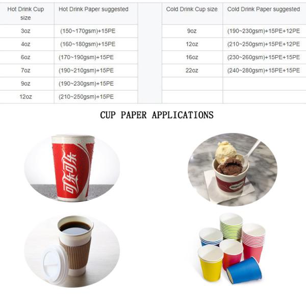 White Cup Paper Disposable Coffee Cup Special Paper For Hot Or Cold Drinks 210g 230g 240g 260g 280g