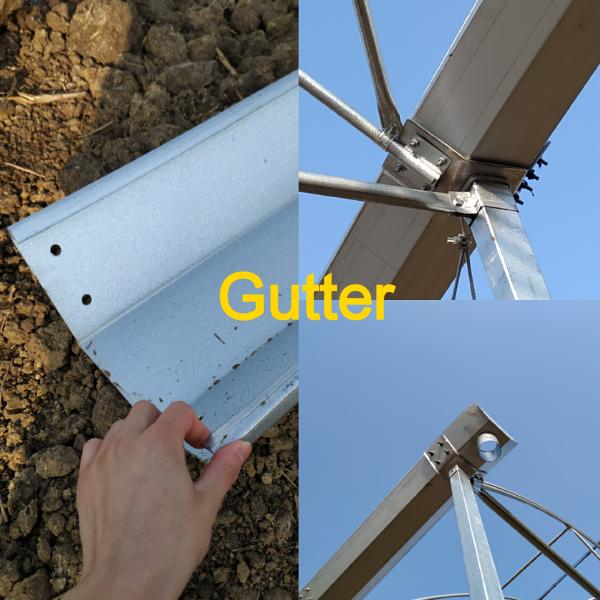 Парник Multispan высокого прямого ветра стены устойчивый со сточной канавой