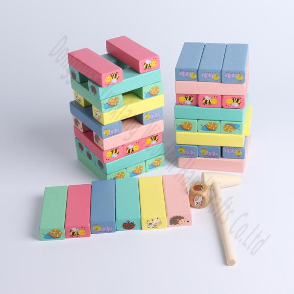 Educational Wooden Building Blocks Set 54 Pieces Montessori Toy
