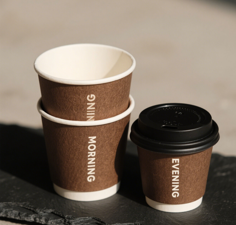 Disposable eco-friendly recyclable paper cup wholesale customized logo 8oz double-layer coffee cup