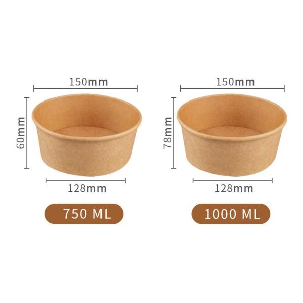 1100ml 165*144*65cm Brown Kraft Paper Disposable Lunch Box For Salad Food Container