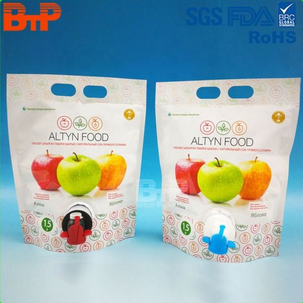 1.5L 2L 3L 5L 10L Aseptic Dispenser Bag in Box with Gravure Printing 9 Colors for Beverage and Liquid Packaging