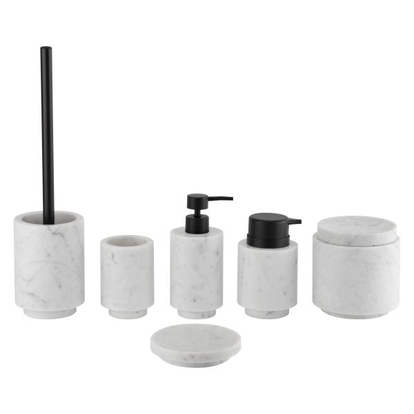 Round Kalala White Marble Bathroom Accessories Sets Marble Soap Dispenser Set With Based
