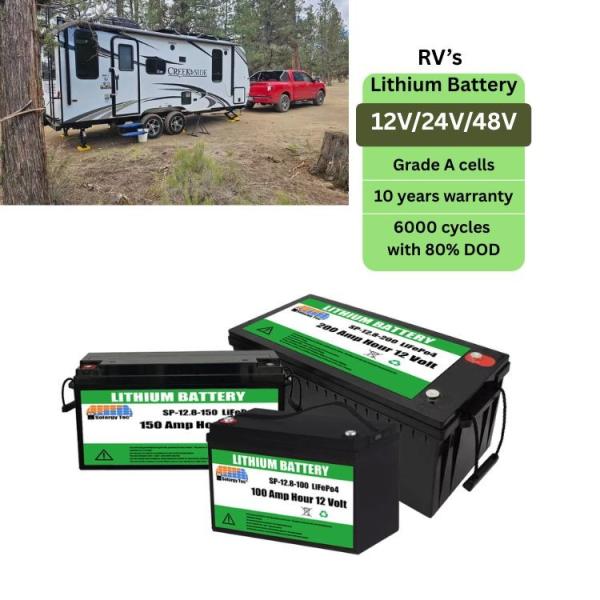 High Capacity Lithium Motorhome Batteries 12V 24V 48V Lifepo4 Camper Battery