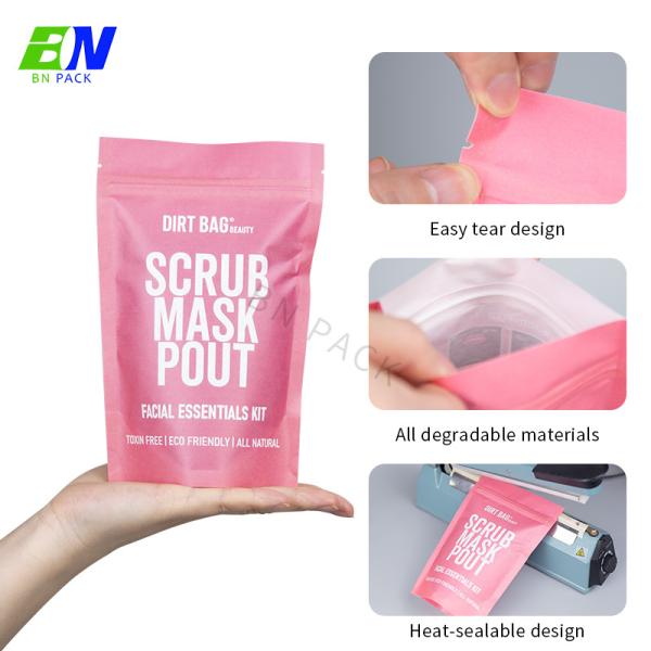 Home Compostable Kraft Paper Stand Up Pouch With PLA Zipper For Daily Food Packaging