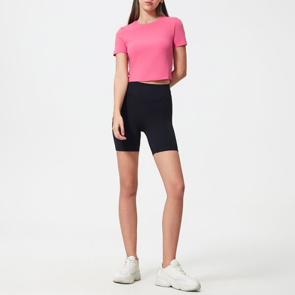 Women's Short Sleeve Crop Top Buttery Soft Stretch Breathable Quick Dry for Yoga