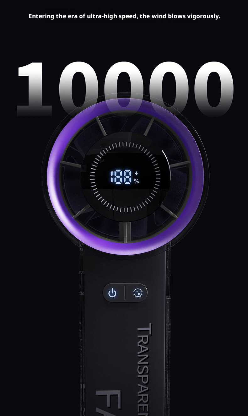 2000mAh Battery Mini Portable Fan Digital Display for Commercial and Household Use