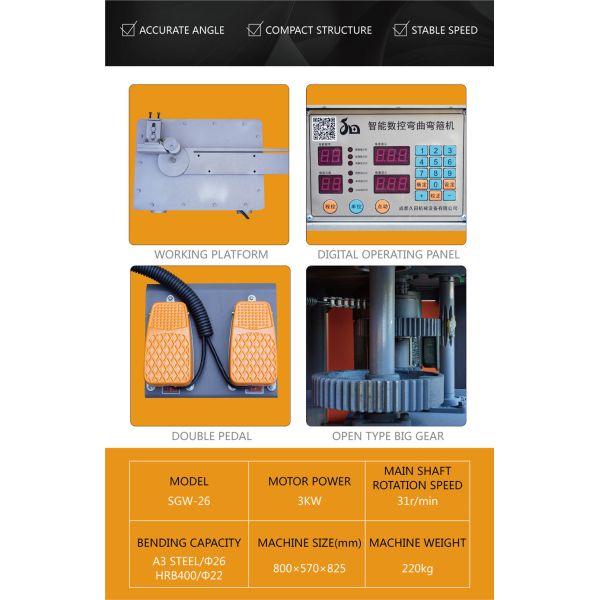 22mm Carbon Steel Rebar Stirrup Bending Machine 380V Semi Automatic Digital Control System