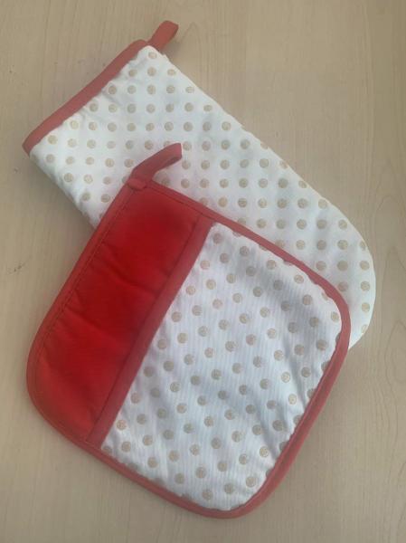 100% Cool Cotton Oven Mitt Pot Holder Kitchen Set Machine Washable Heat Resistant