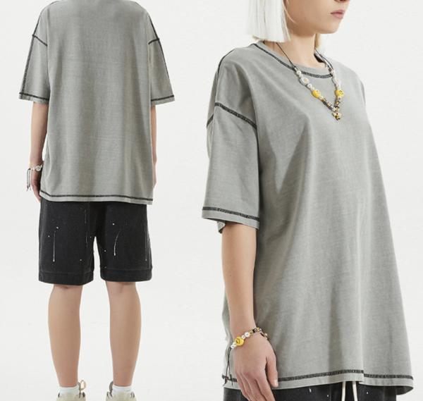 Custom Contrast Stitch Thread Blank T Shirts Short Sleeves 2XL No Label