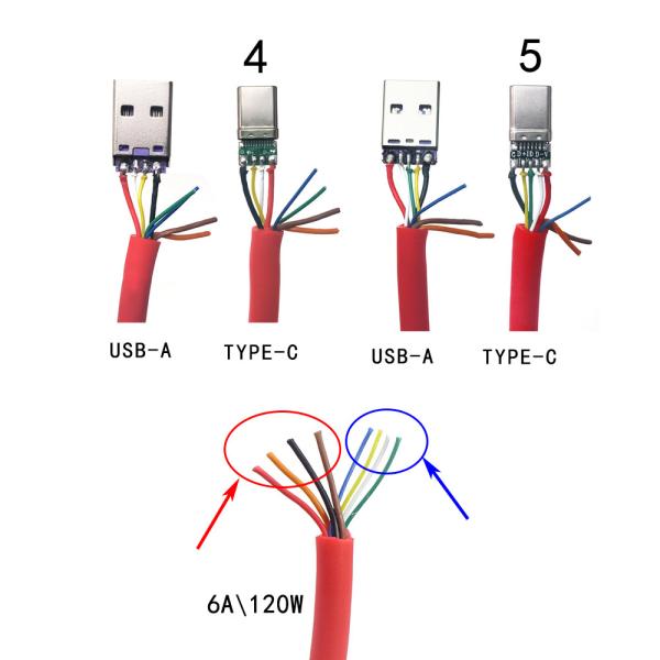 DIY Kit 6mm O.D USB-C 3.1 Type C Charge Cable PD 100W Charging for Laptops Tablets Phones