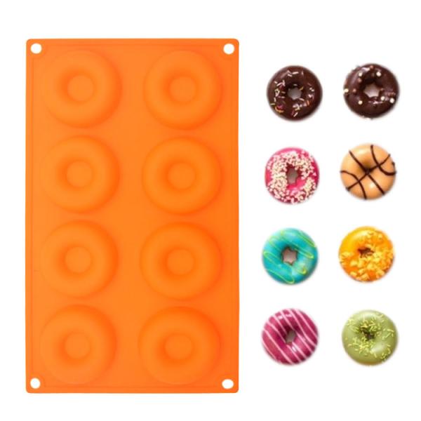 8 Cavity 3D Silicone Cake Moulds Doughnut Shape Custom Made Soap Molds