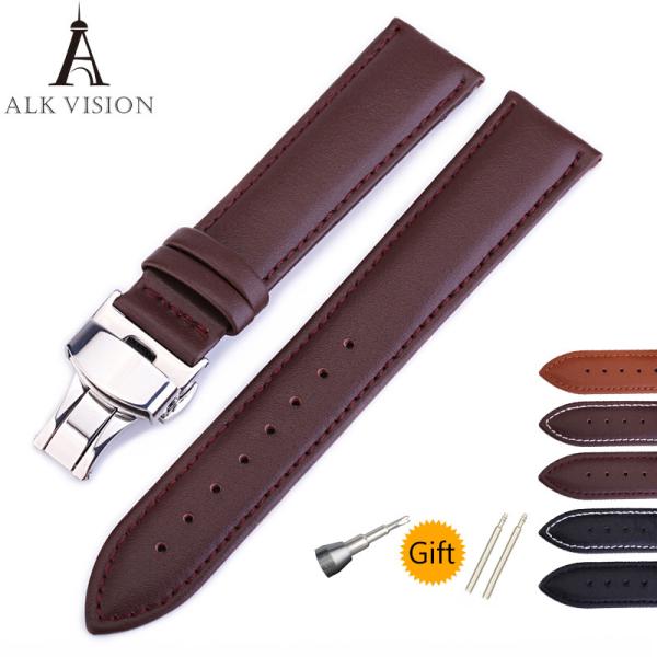 ALK Watch Band Bracelet Multicolors Strap Pin Buckle Watchband Belt Accessories Cow Leather Vintage Brown 18mm 20mm 22mm