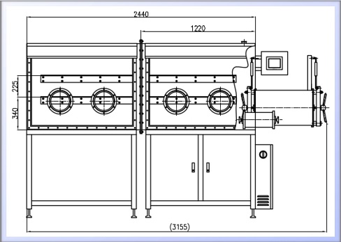 La sustancia química modifica la caja de guantes para requisitos particulares con el sistema de la purificación del gas para el uso del laboratorio