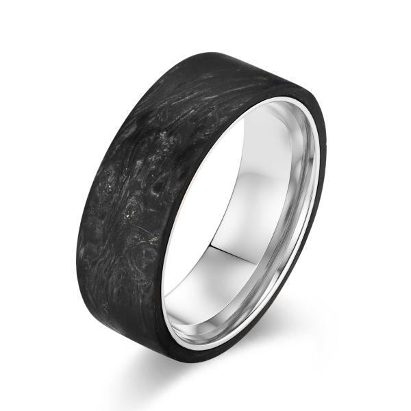 Des bijoux faits sur commande, en fibre de carbone, bandes de mariage forgées, cadeau parfait pour les hommes.