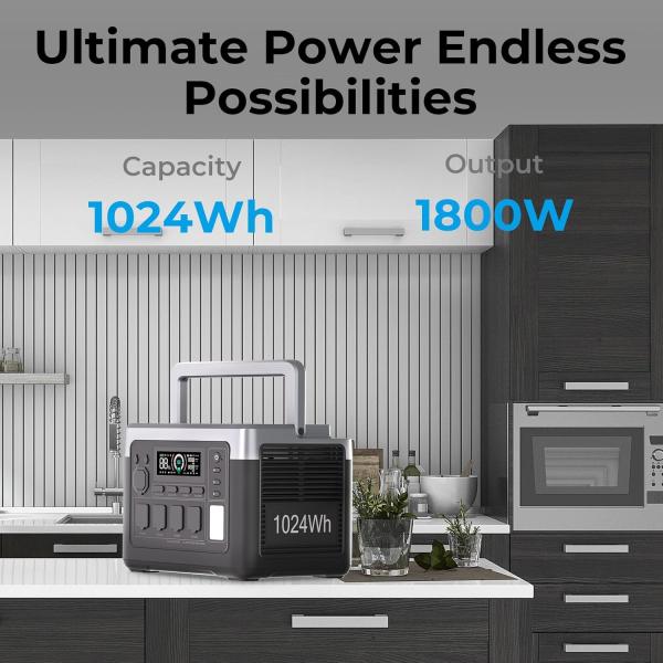 OUKITEL P1000 1800W Portable Power Station 1024Wh Lifepo4 Battery Fast Charging Outdoor Solar Generator