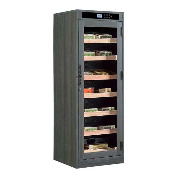 Luxury Solid Wood Cigar Cooler Humidor with Adjustable Humidity Tray, Built-in Thermometer, and Removable Shelving