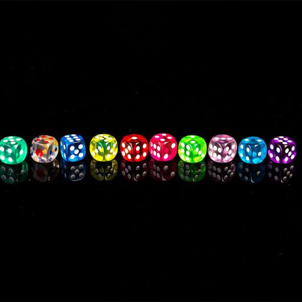 Acrylic Material Transparent Colored Dice 18 / 20MM For Amusement Room