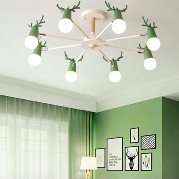 Modern wood chandelier horn deer Lampshade Kids room Girl room Chandelier(WH-MI-267)