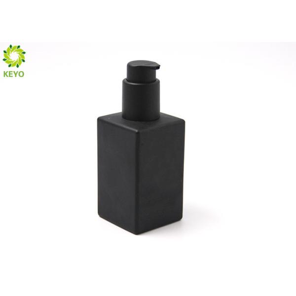 Matte Black Flat Shoulder Glass Pump Bottles 4 OZ For Foundation / Lotion