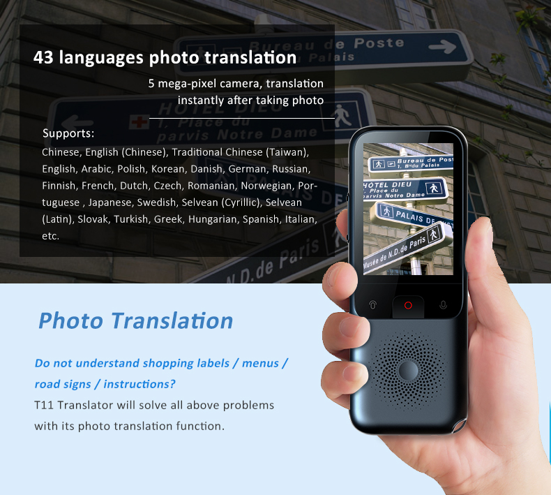 Portable Electronic Smart Language Translator Device Simultaneous Voice Photo Translation