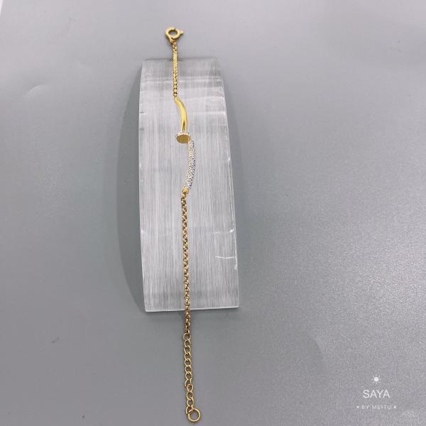 Rhinestone Nail Pendant Necklace Bangle 18k Gold Plated Fashion Jewelry