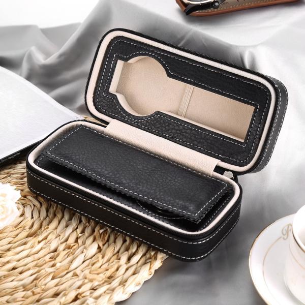 Professional Black Watch Travel Case , Single Watch Display Case Handmade