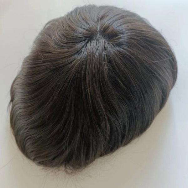 100% cabelo humano V Loop Homens Topper Peruca Homem Perucas Cabelo real Ultra fina