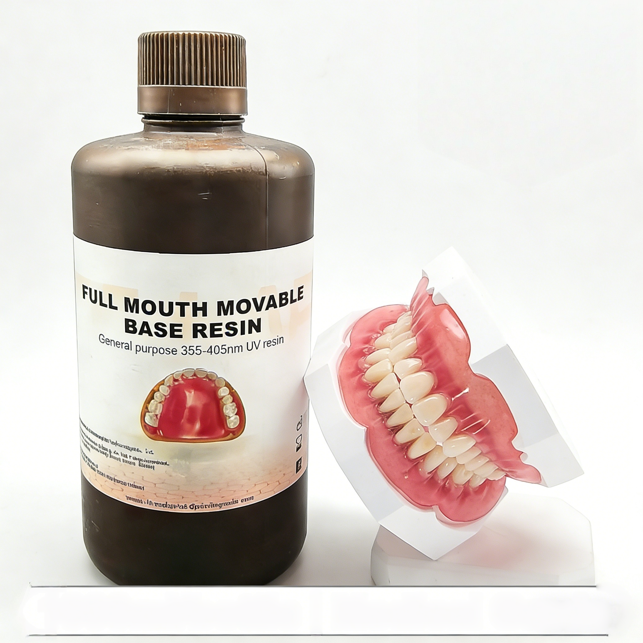 High Hardness Full Mouth Movable Base Resin Light Cured Low Water Absorption Ensuring Durable Dental Prosthetics Material
