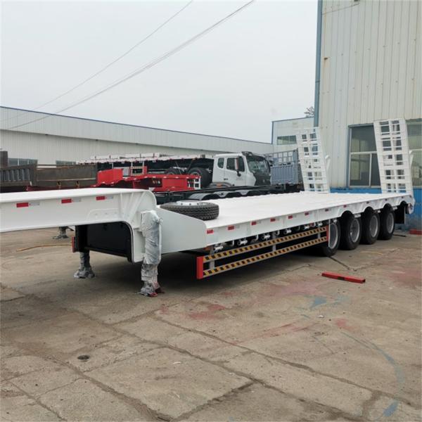 40-100ton Load 4 Axle Low Bed Semi-Trailer with 16 Tires and 12R20 Tire Model JOST Kingpin Bolted or Welded