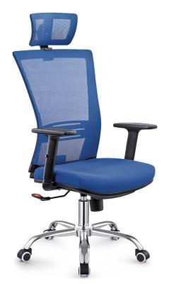 Elegant Gas Lift  Blue High Back Office Chair Fabric And Mesh Covered