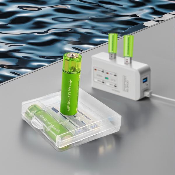 1.5v перезаряжаемая литийная батарея USB тип C Ввод зеленый 1500mWh