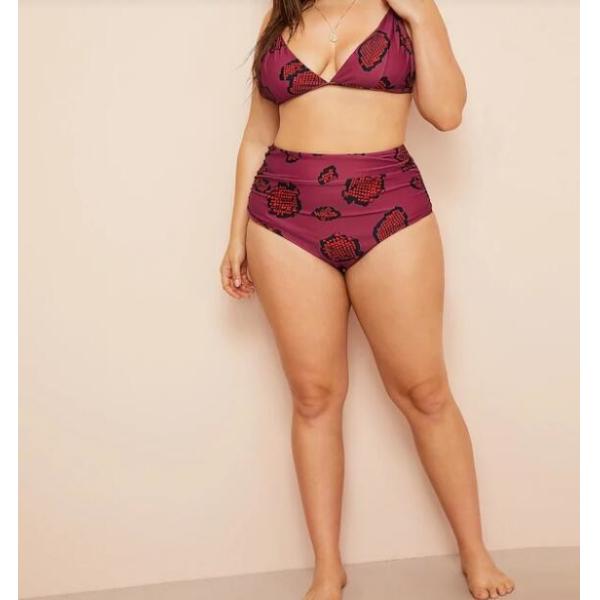 2019 bikini Plus Triangle Top With Ruched High Waist Bikini VNSF009 for USA