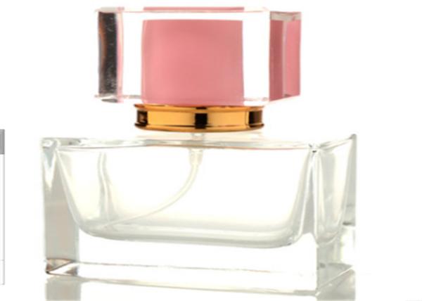 30ml Square Clear Mini Glass Perfume Bottles With Pump Spray , Long Life