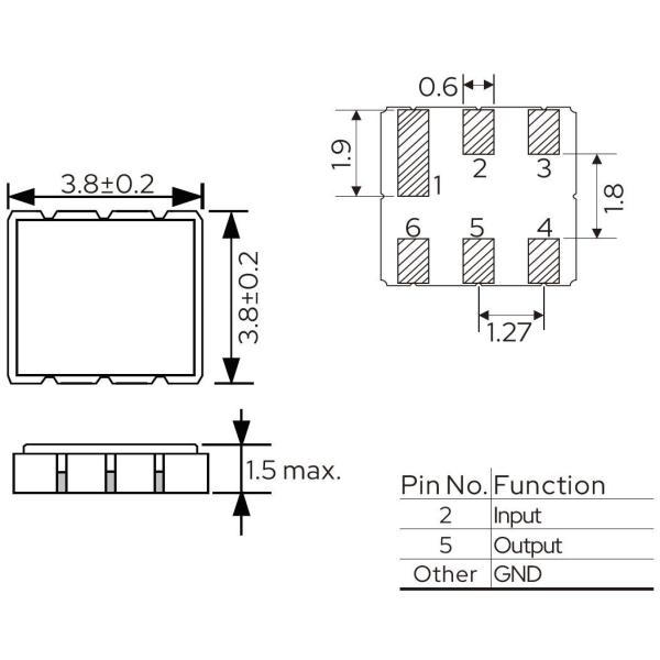 SMD DCC6 SAW Filter 3.8 X 3.8 Широкий диапазон частот Соответствует требованиям RoHS