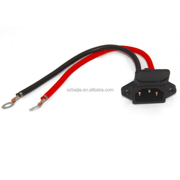 Enchufe 3P 4 cuadrado con cubierta, 20cm, Conectores de entrada de alimentación de panel para piezas y accesorios de motocicletas y scooters eléctricos